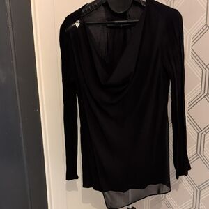 Guess Black Drape Neck Blouse